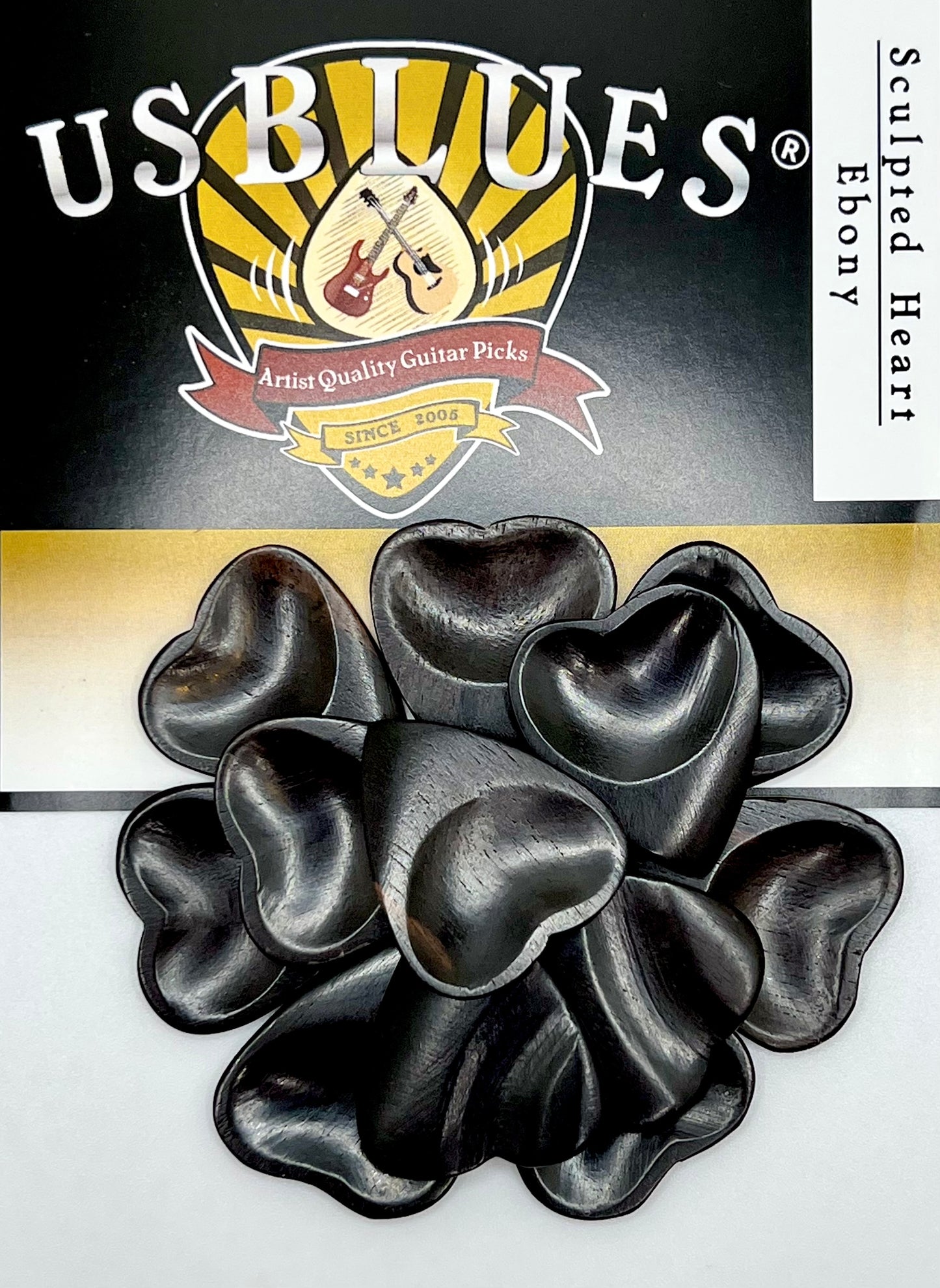 Black Horn Heart Guitar Picks – US Blues® (3-Pack)